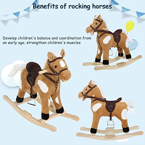 Woltu Hobbeldier voor Baby's met Geluid en Handgrepen - Pluche en PP Katoen - 74 x 65 x 34 cm