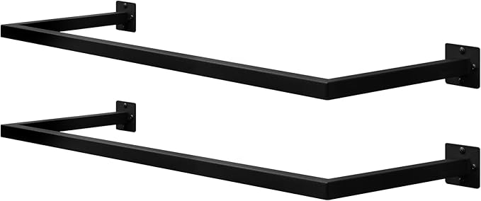 eSituro SGR0170 wand kledingroede set van 2 - rechthoekige kledingstang - industrieel ijzer - zwart 114 cm