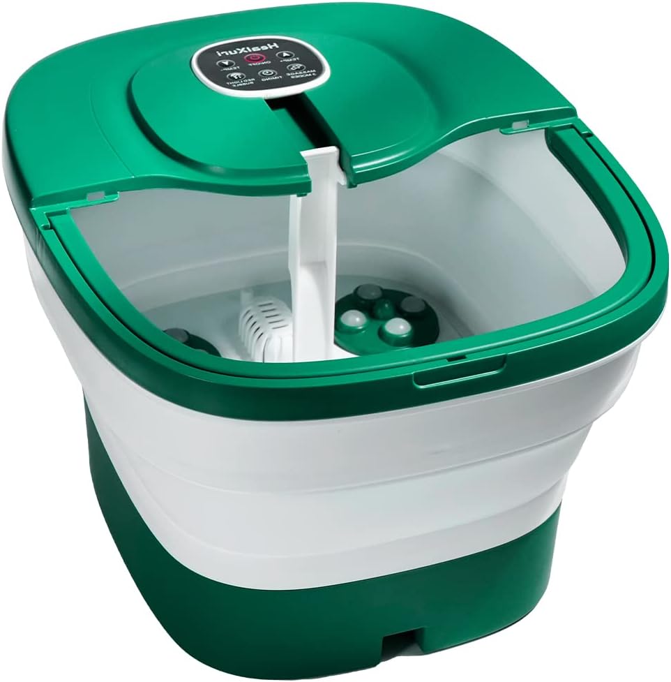 HealXuri Opvouwbaar Voetspa Massagebad met Verwarming, Bubbels & Elektrische Massagerollers - 43,18 x 35,56 x 15,24 cm