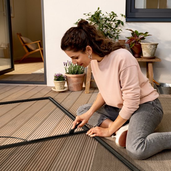tesa INSECT STOP Aluminium For Doors Frame Fly Screen XL - hor met aluminium frame, helder zicht, wit - 120 x 240 cm