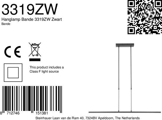 Steinhauer - hanglamp - Bande - zwart - kunststof metaal - design lamp - LED - 3319ZW