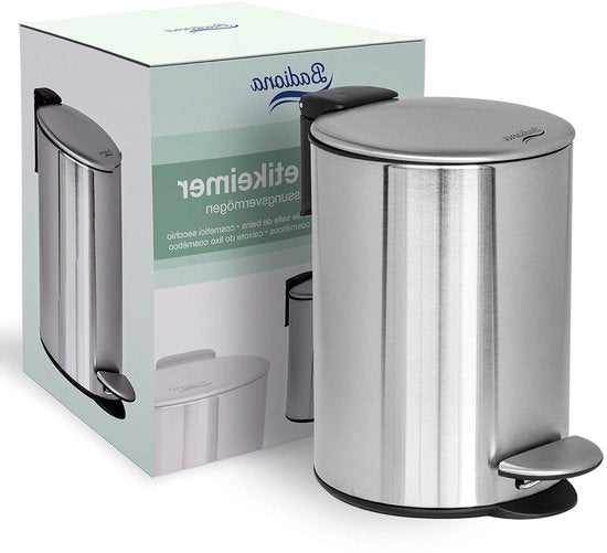 Badkameremmer 3 l roestvrij staal softclosemechanisme vuilnisemmer afvalemmer zilver chroom metaal