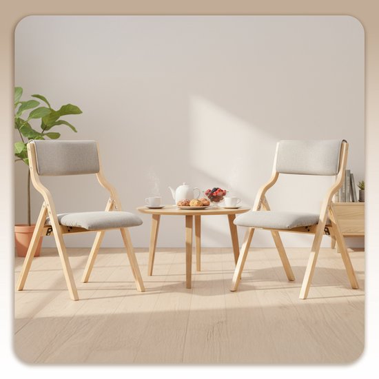 SoBuy Set van 2 Klapstoel, Bureaustoel met Gestoffeerd Zitkussen, Eetkamerstoel, Lichtgrijs, 49x80x54cm, FST40-HGx2 - voor Eetkamer, Keuken, Woonkamer of Thuiswerkplek