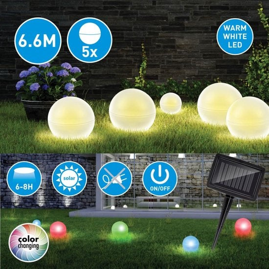 Grundig Lichtbollen voor Buiten - Met Steker - LED - Opladen met Zonne-energie - Wit