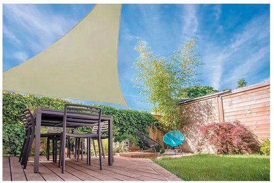 Schaduwdoek UV50+ driehoek taupe 3.6x3.6x3.6m tuin zonwering