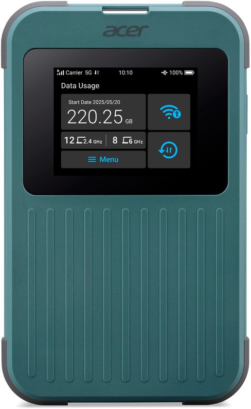 Acer Connect M4 - Draagbare Mifi Router - Mobiele Hotspot - 5G - WiFi 6 - Dual-band - SIM - eSIM - Virtuele SIM - inclusief 1 GB - tot 16 apparaten - ideaal voor onderweg of op de camping