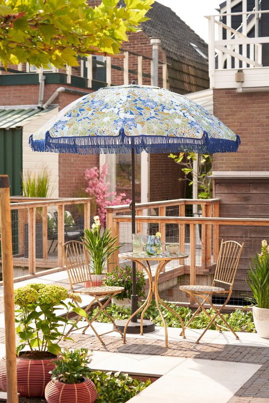 Mica Decorations Bloem Parasol - H238 x Ø220 cm - Blauw