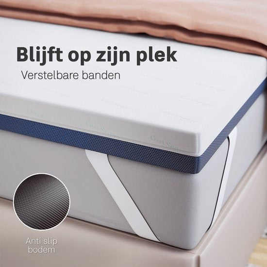 CozySense® DualFeel Topper Matras 140x200 - Matras Topper - Topmatras - Topdekmatras - Met Koele & Warme Kant - CertiPUR® - Stevige Hardheid - 7.5 cm - Wasbare Hoes