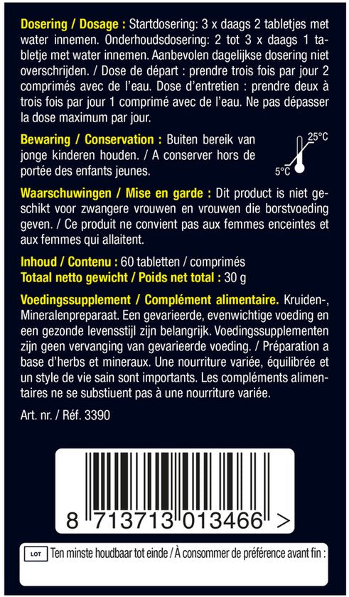 Lucovitaal Vochtbalans Tabletten Voedingssupplement - 60 tabletten