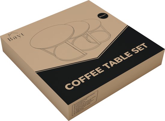 Bayt Salontafel - Salontafel Set - Ronde Salon tafel - Set 3 stuks - Bijzettafel - Koffietafel - Hout - Bruin