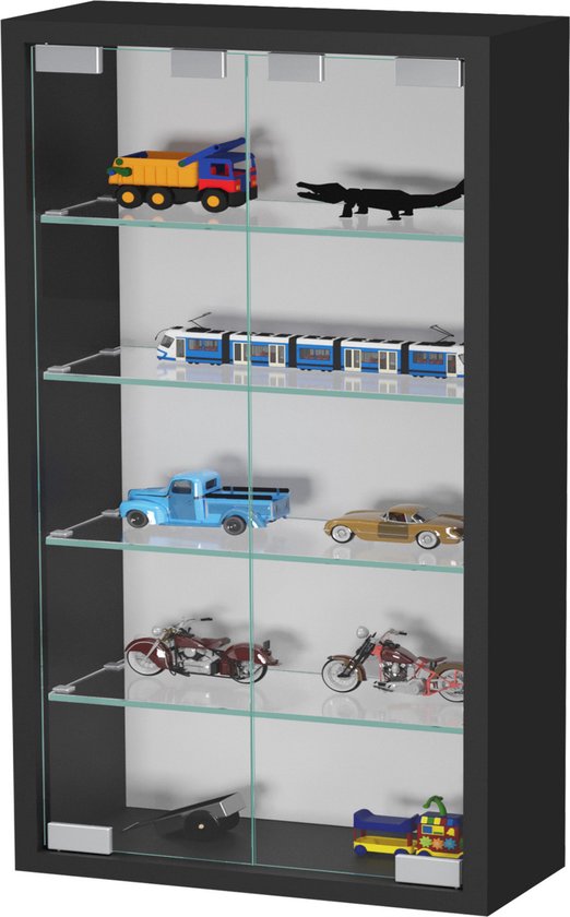 VVD - Vitrinekastje wandvitrine - 40 x 60 x 12 cm - Zwart