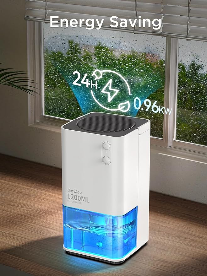 Easyacc Luchtontvochtiger - 1200ml - Elektrisch - Stil - LED - Wit