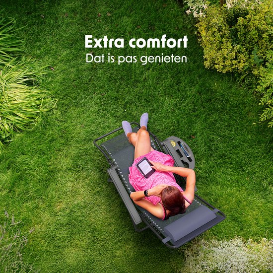 LifeGoods Opvouwbare Tuinstoel - Ligstoel Tuin - 30°-90° Verstelbaar - Metaal - Blauw