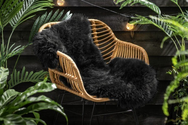 Lifa Living - XL Schapenvacht - Zwart - 100% Natuurlijke Schapenwol - ca. 100 x 70 cm