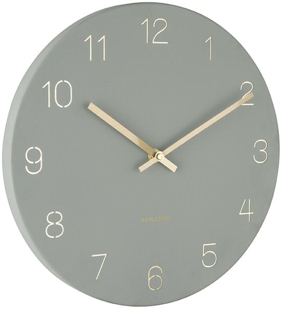 Karlsson Wandklok Charm - Gegraveerde cijfers Jungle Groen - Small - Ø30cm - Wandklok Scandinavisch
