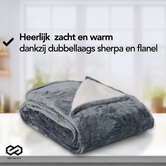 Infinity Goods Elektrische Deken - Warmtedeken - 2-Persoons - 180 x 160 cm - Met Timer - Bovendeken - Fleece - Antraciet