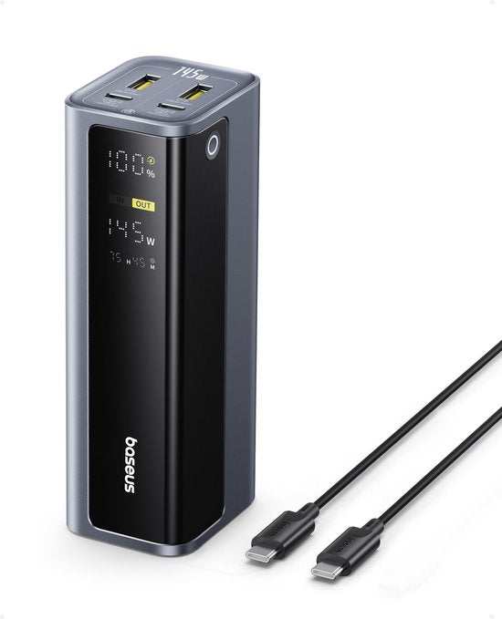 Baseus EnerGeek Power Bank -145W 20800mAh Laptop Powerbank- -Draagbare Oplader-Externe batterij met 2X USB-C PD 3.0 100W Max Snel opladen, Digitaal scherm, Compatibel met MacBook Pro, Dell, HP, SteamDeck, iPhone 16/15/14/13, Samsung