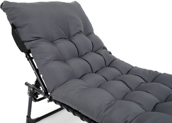 909 Outdoor Premium Ligbed met comfortabel kussen - Verstelbare Rugleuning - 189x59x30cm - Max draagvermogen: 110KG