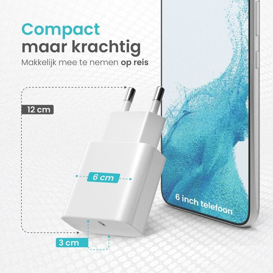 Wurk Snellader Geschikt voor Apple iPhone, iPad & Airpods - 20W Oplader - 1 Meter USB C naar Lightning Kabel - Lader Geschikt voor 14/13/12/11/Xr/Xs/Xs Max/8/8 Plus/ Pro