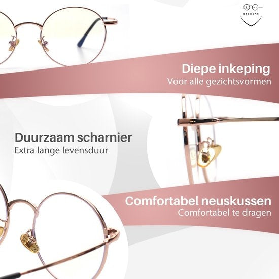 LC Eyewear Computerbril - Blauw Licht Bril - Blue Light Glasses - Beeldschermbril - Metaal - Unisex - Rose Gold