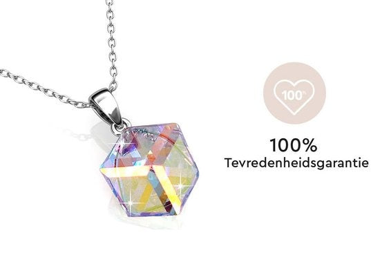 Yolora Dames Ketting met Hanger en Kalpa Camaka Kristal - Zilver kleurig - 18K Witgoud Verguld - Cadeauverpakking