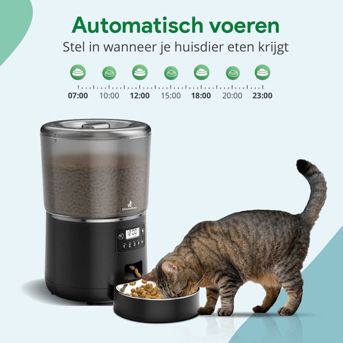 Selected Pets Automatische voerbak kat en hond 4L - Voerautomaat kat - Zwart - Inclusief Nederlandse Handleiding