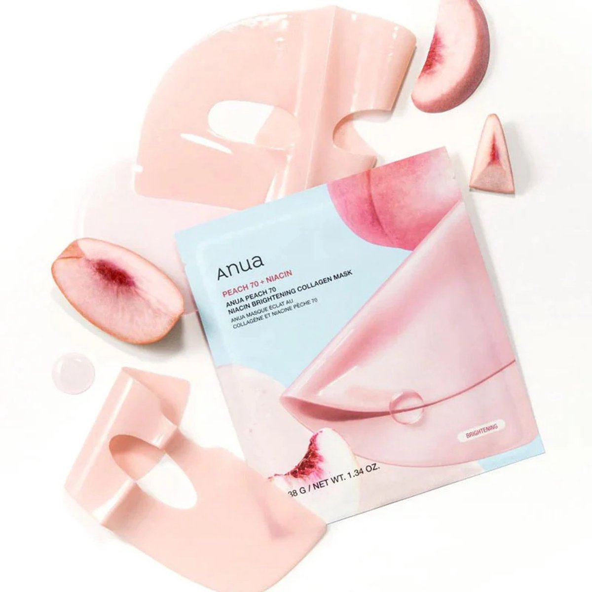 Anua - Peach 70 Niacin Brightening Collagen Mask - 4 stuks - Gezichtsmasker - Korean skincare