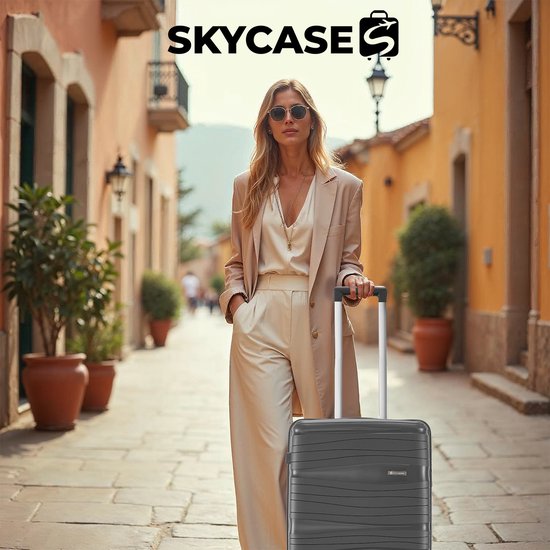 SC Travelin' Charm – 28-inch Grote Reiskoffer - Cijferslot - 41x24x69 cm - 98L - Lichtgewicht, Waterdicht & Duurzaam - Antraciet V2