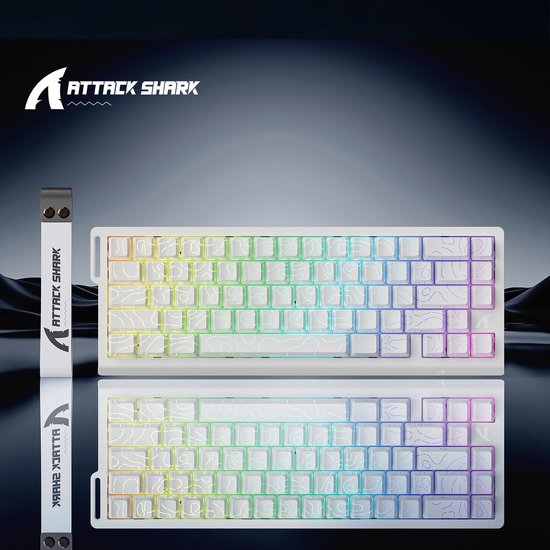ATTACK SHARK X68HE - Magnetische Schakelaar Bedraad Gaming Toetsenbord - 66 toetsen - RGB - Zijde Gedrukte PBT-toetsen - Decoratieve Koord - 8Khz - 0.01mmRT - 0.125ms - Witte Contourlijn