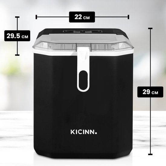 Kicinn IJsblokjesmachine - IJsblokjes Machine - IJsblokjesmaker - IJsschep - 12kg/24uur - Zelfreinigingsfunctie - Zwart