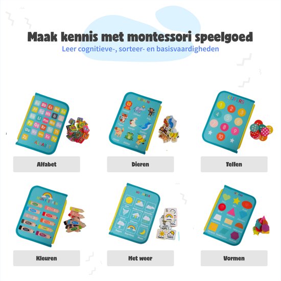 MontiPlay® Montessori Speelgoed - Sensorisch Speelgoed - Activiteitenbord - Busy Board - Montessori voor thuis - Educatief - Sensomotorisch Speelgoed - Groen