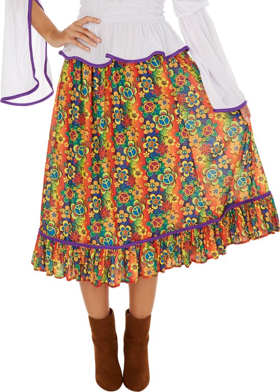 Dressforfun Vrouwenkostuum Love & Peace XXL - verkleedkleding kostuum halloween verkleden feestkleding carnavalskleding carnaval feestkledij partykleding - 300941
