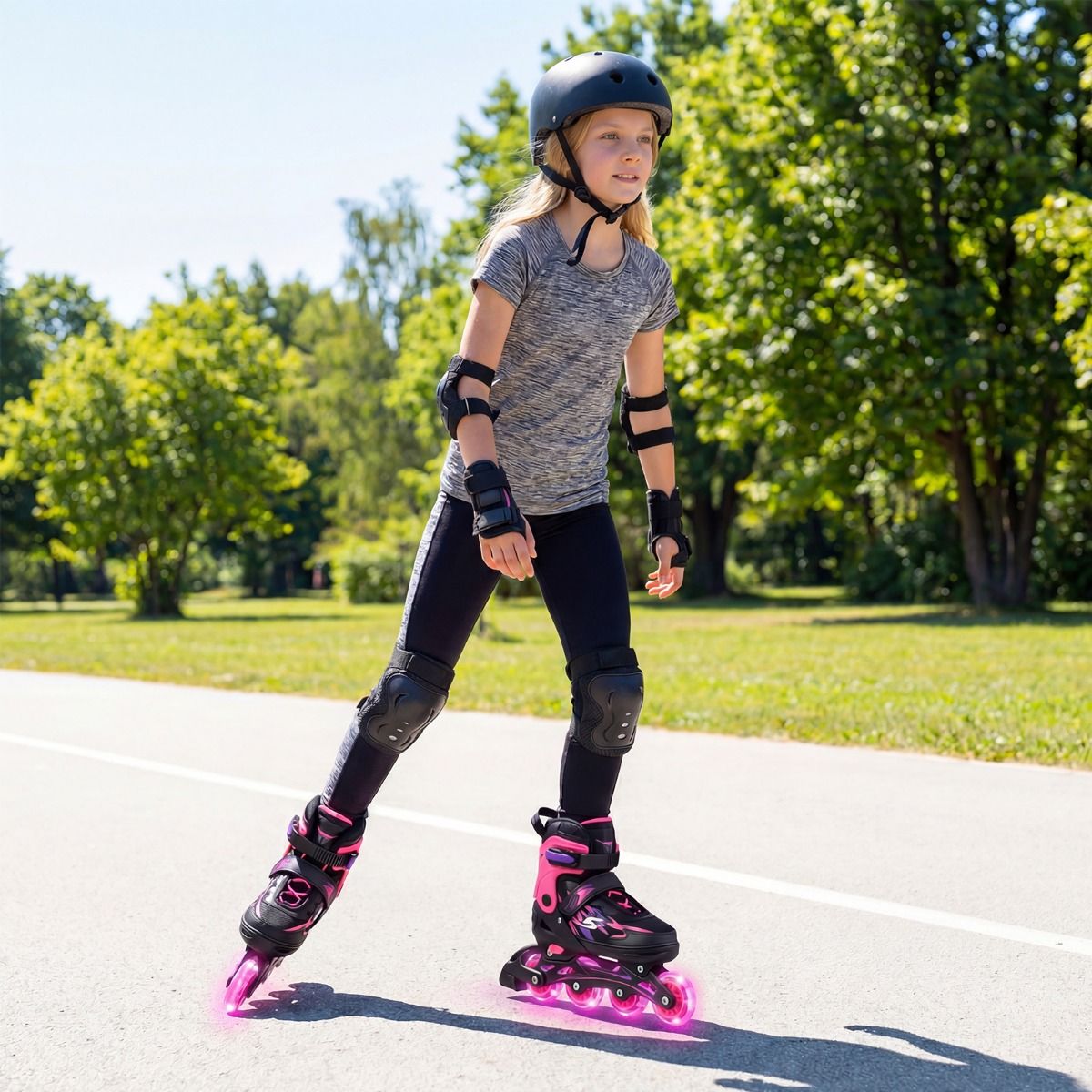 Coast Inlineskates voor kinderen - verstelbaar - lichtgevende wielen - maat 38-41 EU - kleur roze