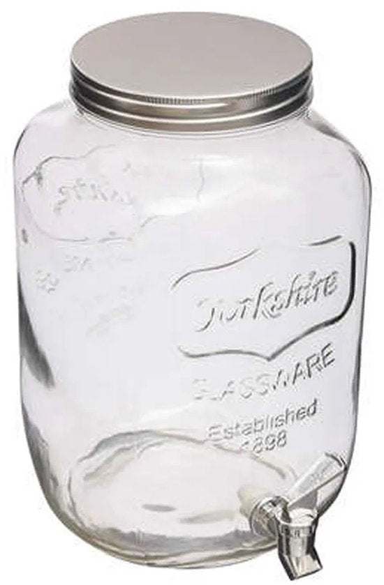 Secret de Gourmet drank dispenser - 8 liter - met kunststof kraantje en schroefdeksel - Glas - Sapdispenser - Drankdispenser