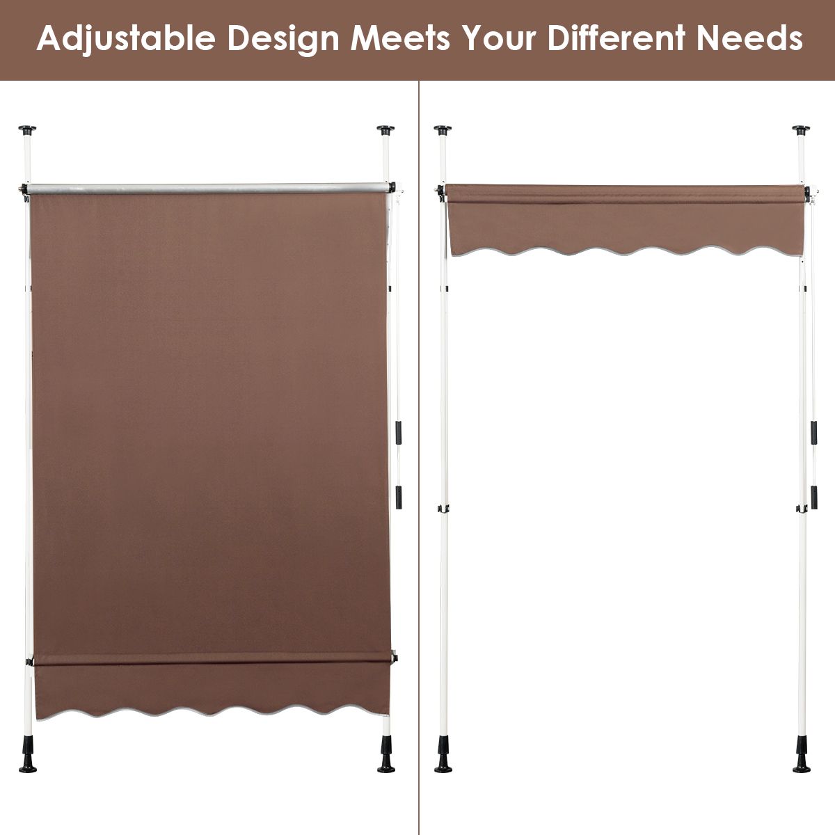 Coast Klemmarkies 150 cm - Uitschuifbaar zonnescherm - Hoogte verstelbaar - UV-bestendig - Koffiebruin