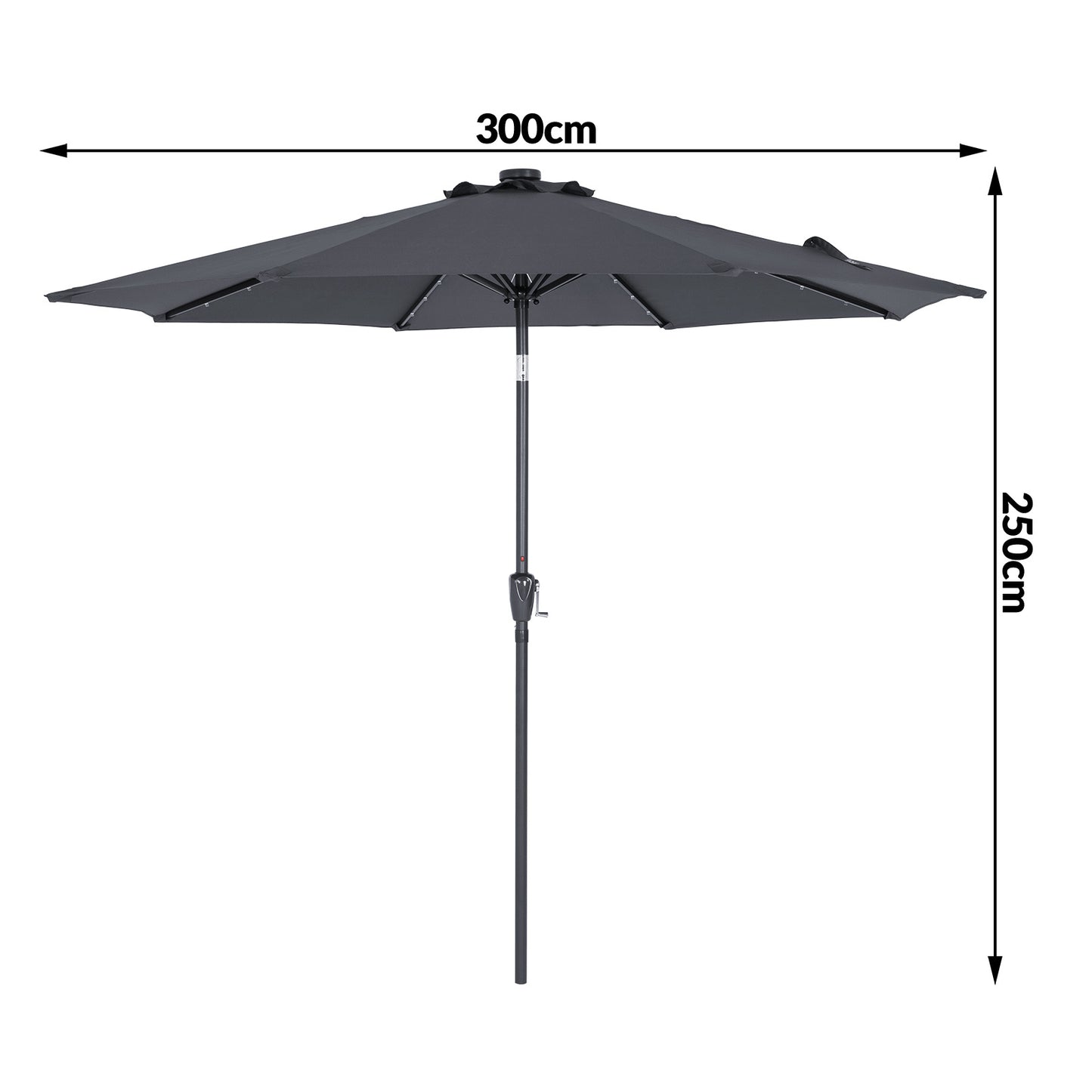 Kingsleeve Parasol - LED-verlichting 300 cm Solar - Antraciet