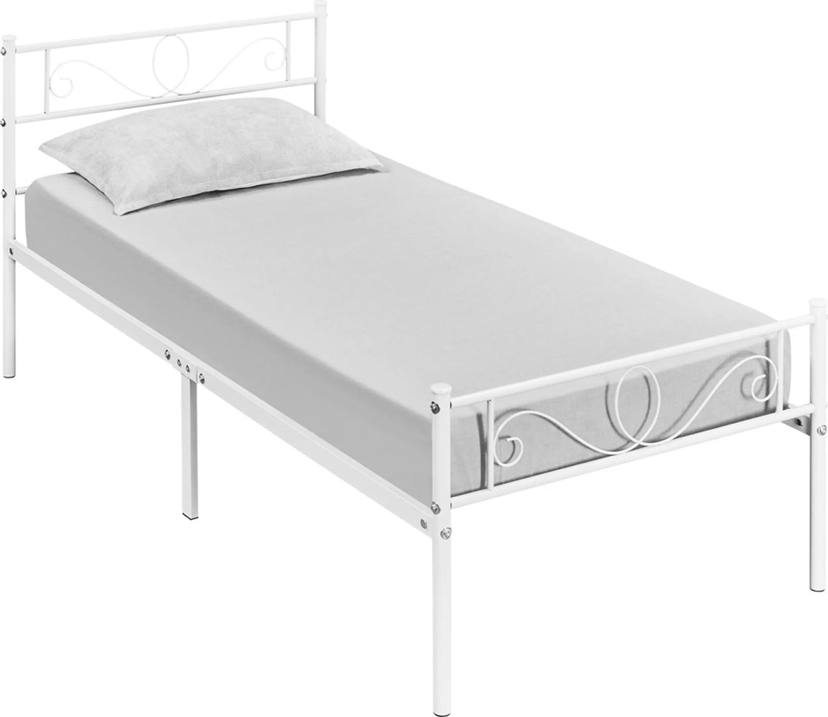 Yaheetech Metalen eenpersoonsbed met lattenbodem - 196,5 x 96,5 x 88,5 cm - Wit