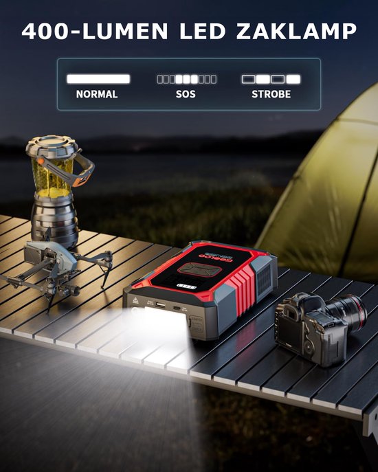 GOOLOO A3 - Draagbare Jumpstarter met Compressor & Powerbank - 3000A - 12V Voertuigen - USB Snelladen - Compact Design - LED Zaklamp - Voor Auto, Motor & Boot