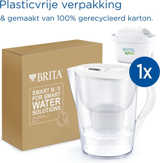 BRITA Waterfilterkan Marella XL - 3,5L - Wit - incl. 1 MAXTRA PRO Pure Performance Waterfilterpatronen - Duurzaam Verpakt