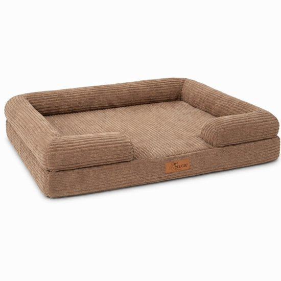 By Cee Cee Orthopedische Hondenmand – Hondenbed – Ribstof - Voor Middelgrote Honden - Bruin - 108x81cm - Moos