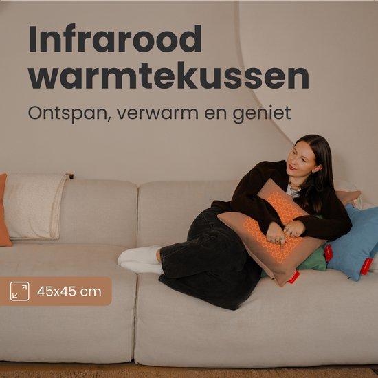 Auronic Warmtekussen - Classic - 45x60 - Draadloos - Oplaadbaar - Elektrisch kussen - Infrarood - Poederroze
