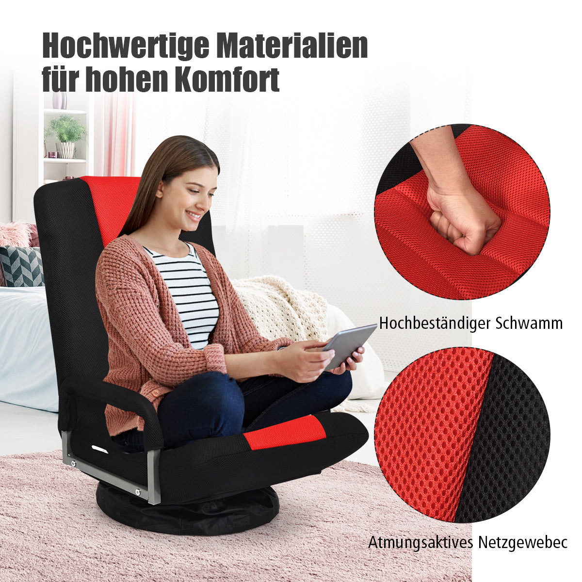 Coast Vloerstoel Draaibaar Relax Stoel Vloer - Rood