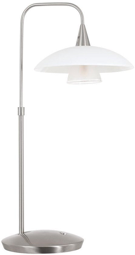 Tafellamp Tallerken 2657ST - Staal/Wit - Modern Design - Inclusief LED Lichtbron - Steinhauer