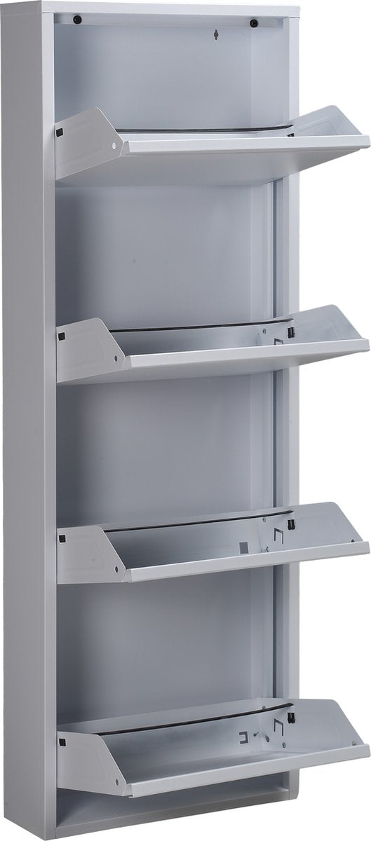 Bizotto Schoenenkast - 4 Lades - Metaal - 139 x 50 cm - Wit