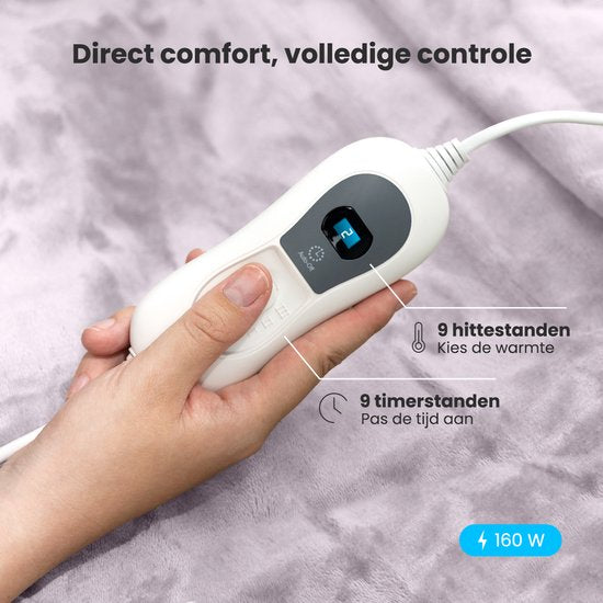 Auronic elektrische warmtedeken 1 persoons – 160 x 120 cm – 3 warmtestanden – timer 180 min – roze