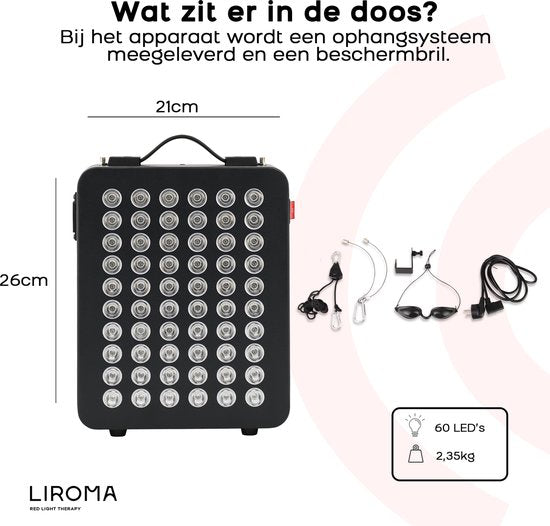 LIROMA® Roodlichttherapie - 2 Golflengten - Timer - LED Infraroodlamp - Infraroodtherapie - Rood licht therapie - Collageen Lamp - Fibromyalgie - Lichttherapie