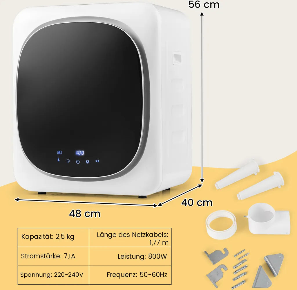 COSTWAY Mini-kledingdroger 800 W, 5 kg Wit