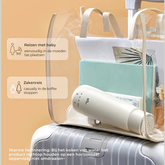 Bear Mini Elektrische Waterkoker 300 ml – 4 Temperatuurstanden – 3-in-1 Reisbeker – RVS 304 Dubbelwandig – Snel Verwarmen