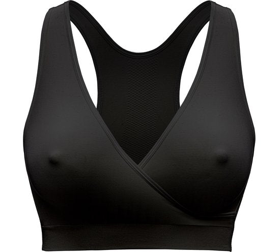 Medela Keep Cool Sleep bh - Naadloze slaapbh - Zwangerschapsbh - Voedingsbh met 2 ademende zones - Soft Touchmateriaal - Zwart - Maat S