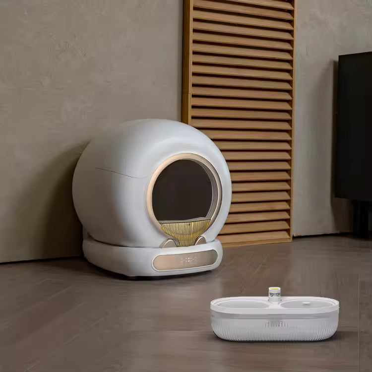 LeLo pets MSP-05 zelfreinigende kattenbak 65 L met drinkfontein - wit
